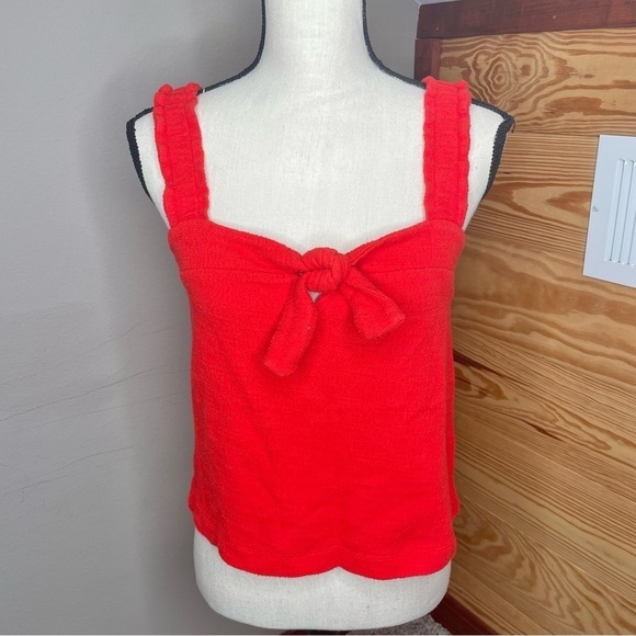 Madewell Tie Front Tank Top in Red Small - Picture 1 of 9
